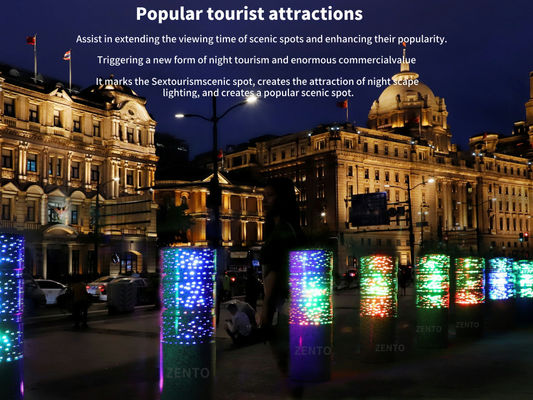 ZENTO Led Anti-Kollisions-Stein-Bollard-Auffahrtsstraßensperre Leuchtbarer Hindernisball Außenwache-Säule mit Muster-Schein
